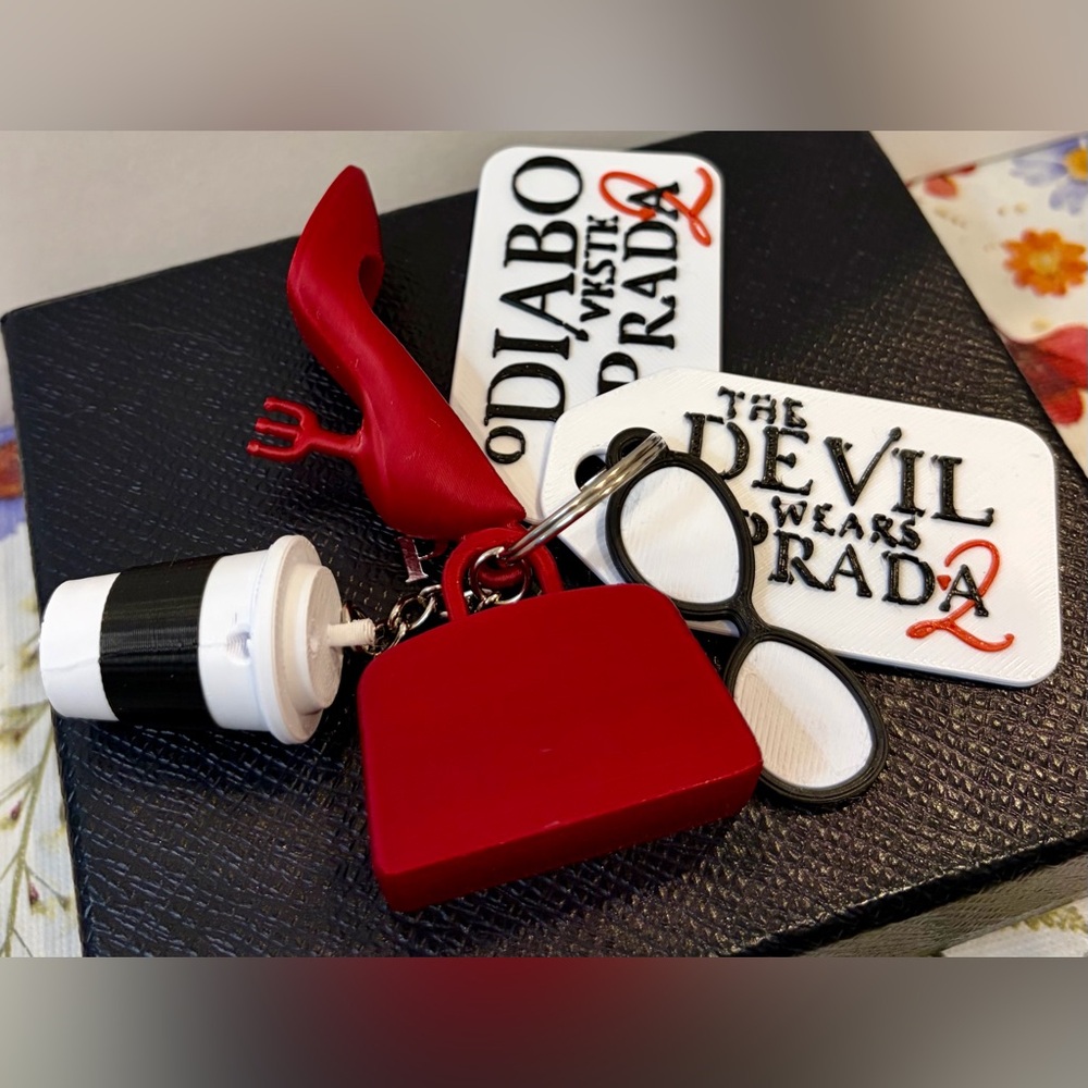 THE DEVIL WEARS PRADA Red Keychain with White Logo Tags. NEW - Picture 10 of 11